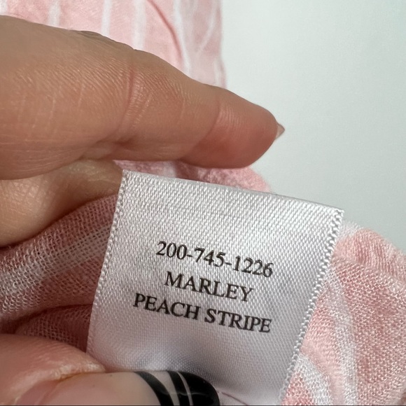 Rails Marley peach stripe button down tie front linen blend shirt Size Small - Picture 6 of 7